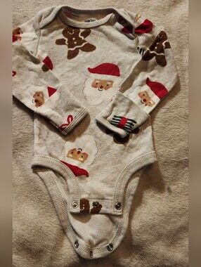 Carter's Cream Santa & Gingerbread Holiday One-Piece